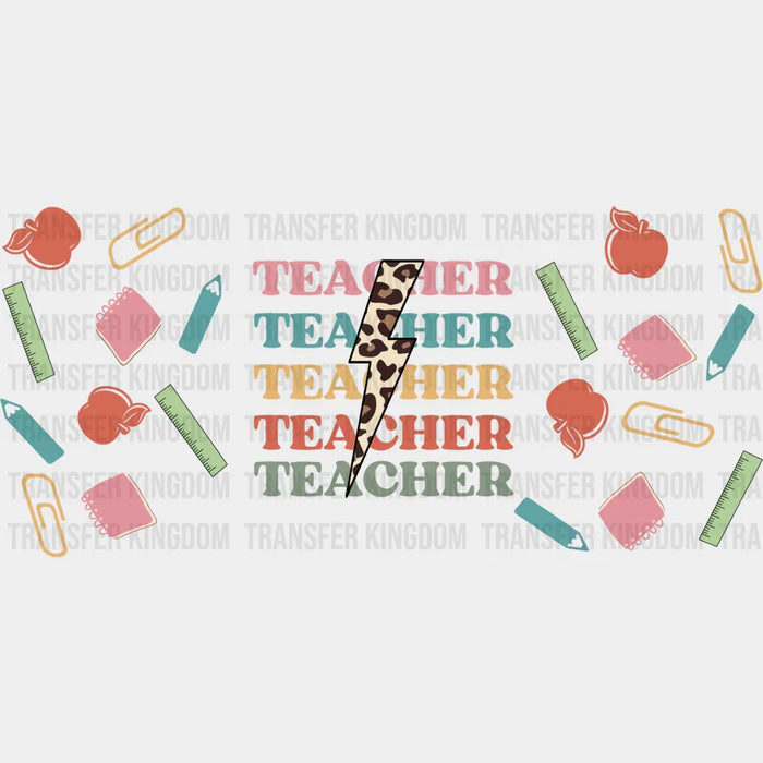 Teacher Lightning Bolt - Teacher Cup Wrap UV Sticker Permanent UV DTF Decal
