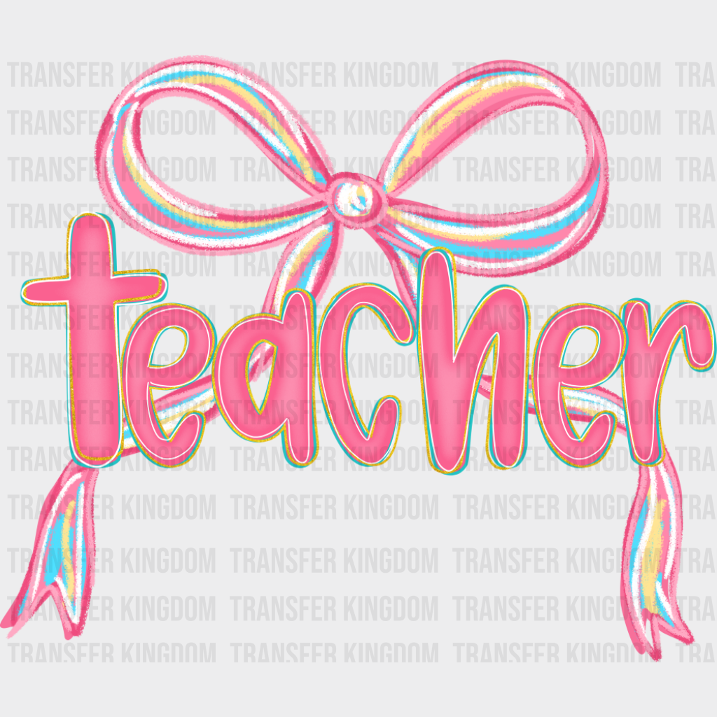 Teacher Pink Ribbon - Teachers DTF Transfer