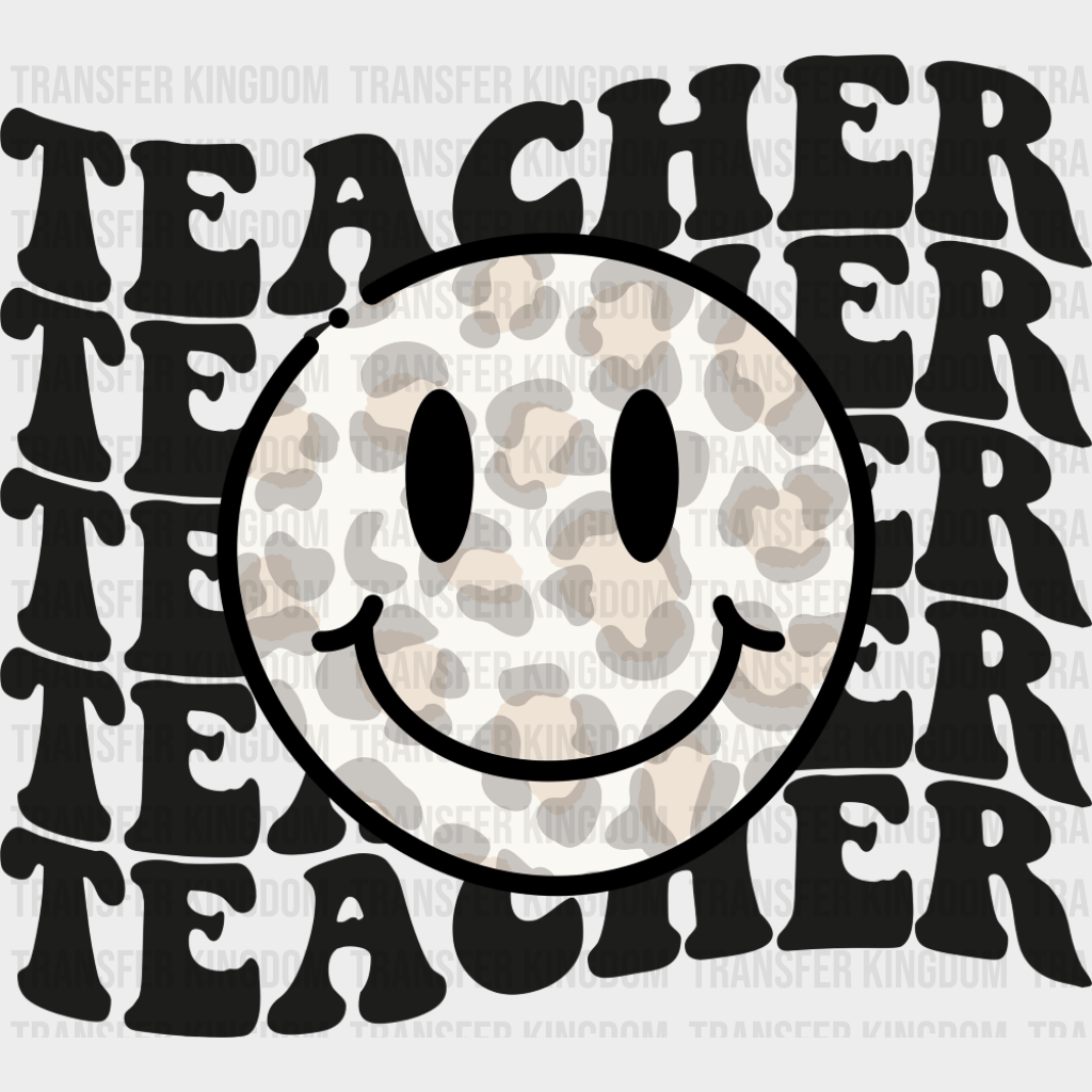 Teacher Retro Smiley - Teachers DTF Transfer Adult Unisex - S & M (10’’) / Dark Color Design (See Imaging)