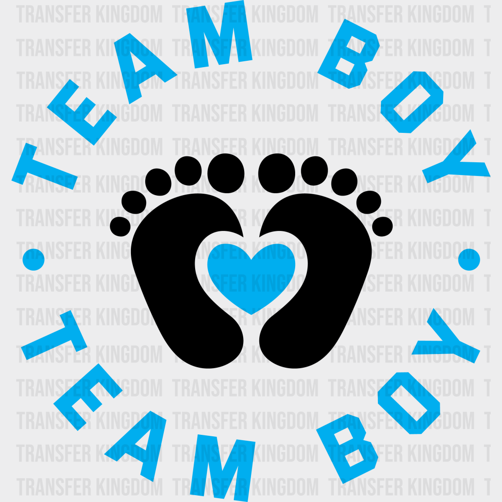 Team Boy Feet Design - Gender Reveal Dtf Transfer Unisex S & M (10’’) / Dark Color See Imaging