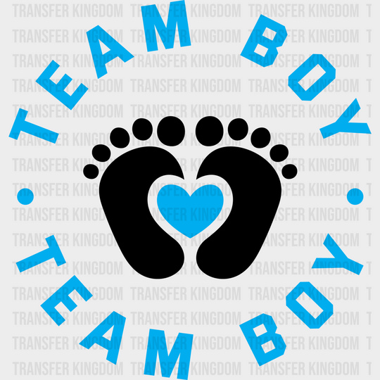 Team Boy Feet Design - Gender Reveal Dtf Transfer Unisex S & M (10’’) / Dark Color See Imaging