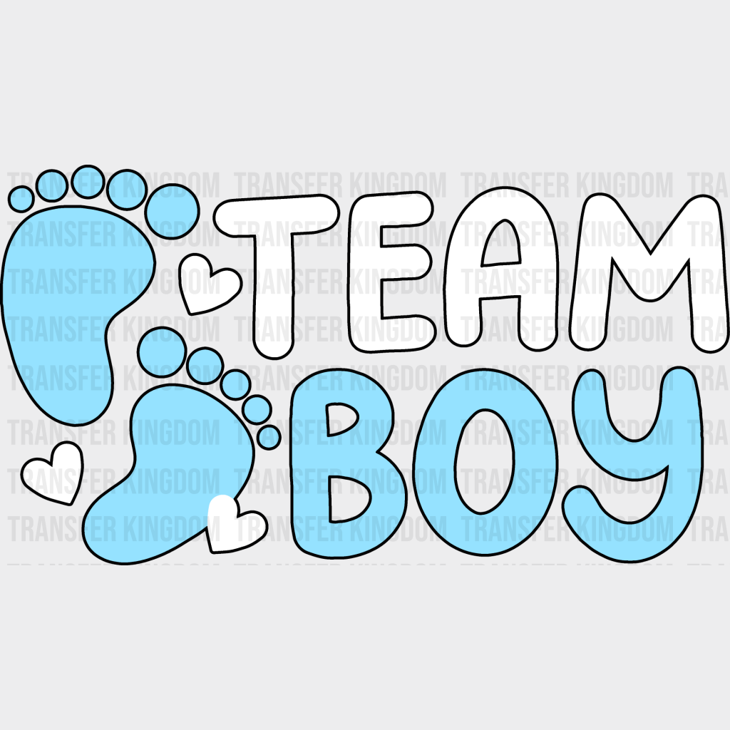 Team Boy Foot Print - Gender Reveal Dtf Heat Transfer Unisex S & M (10’’) / Dark Color Design