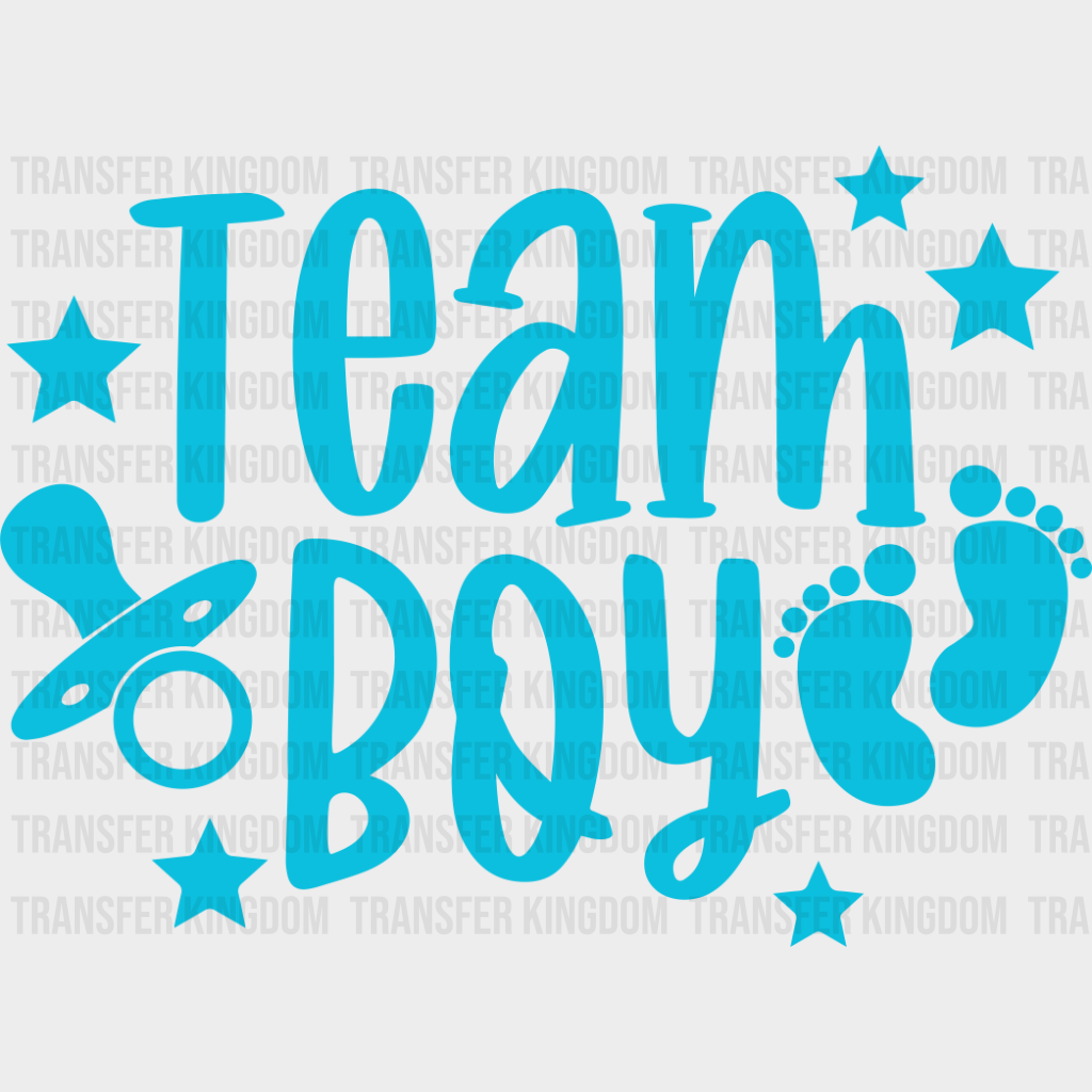 Team Boy & Girl Pacifier - Gender Reveal DTF Transfer Adult Unisex - S & M (10’’) / Boy Design (See Imaging)