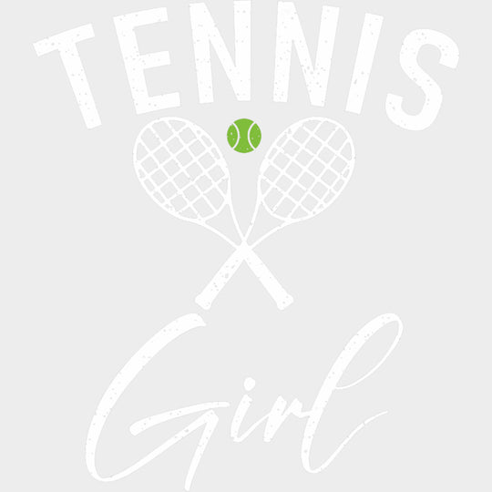 Tennis Girl Cursive B&W - Tennis DTF Transfers Adult Unisex - S & M (10’’) / Light Color Design (See Imaging)