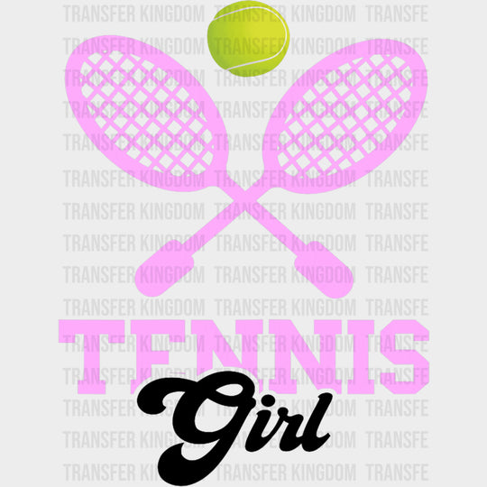 Tennis Girl Pink Rackets - Tennis DTF Transfers Adult Unisex - S & M (10’’) / Dark Color Design (See Imaging)