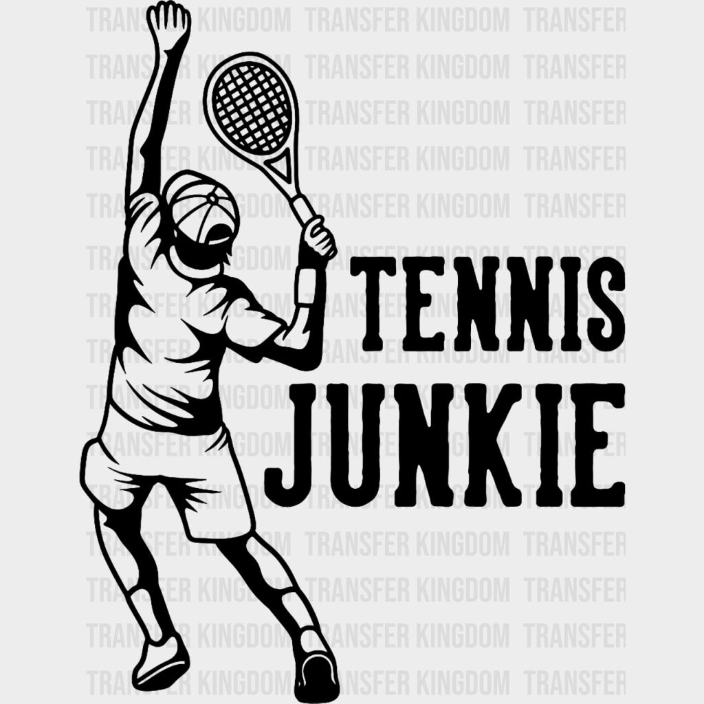 Tennis Junkie B&W - Tennis DTF Transfers Adult Unisex - S & M (10’’) / Dark Color Design (See Imaging)