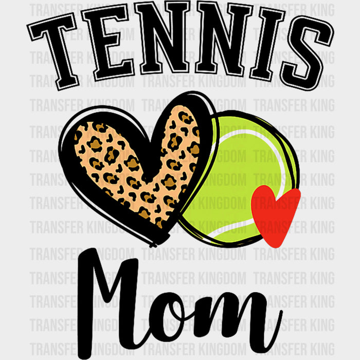 Tennis Mom, Leopard Print Heart - Tennis DTF Transfers