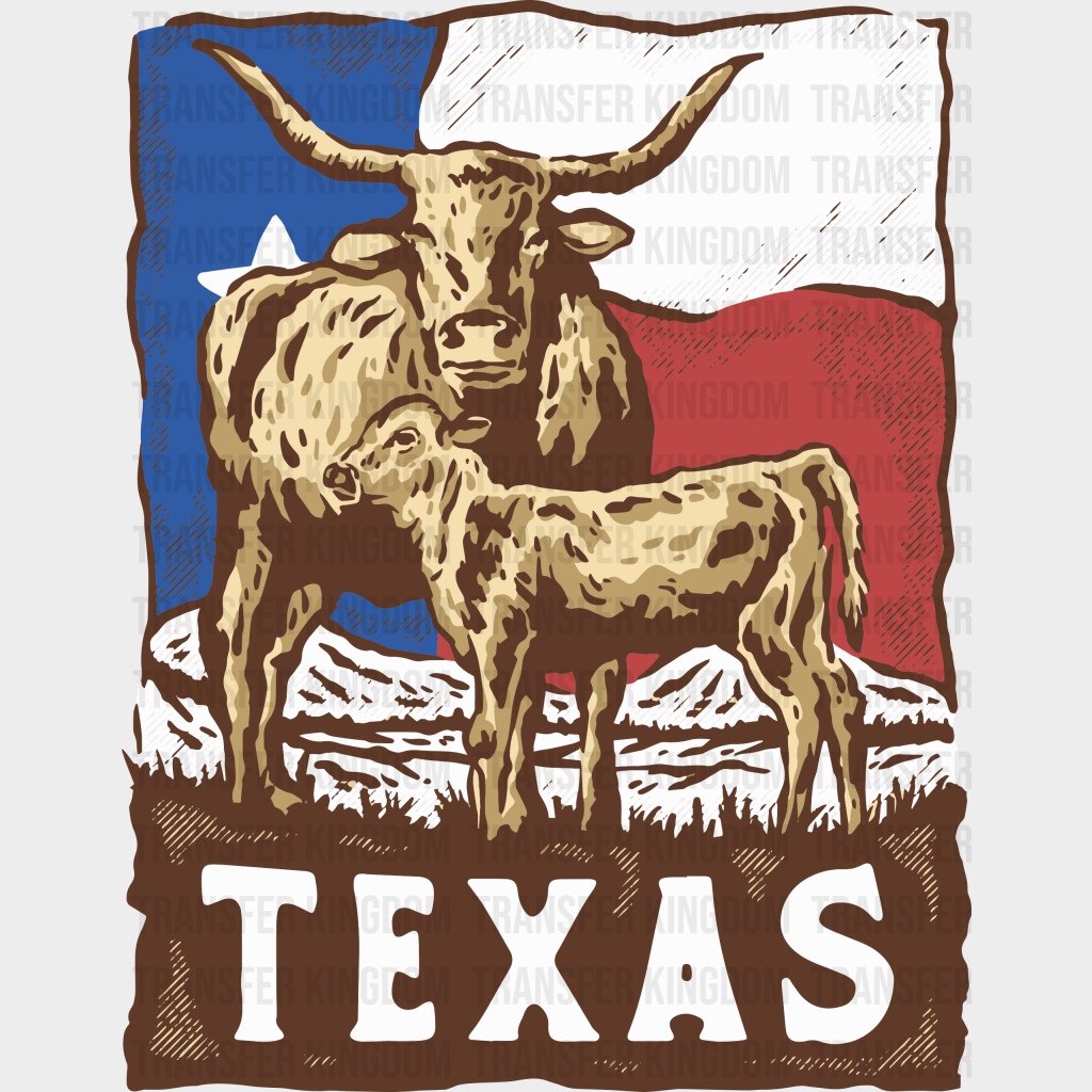 Texas Bull Design - States & Cities DTF Transfer
