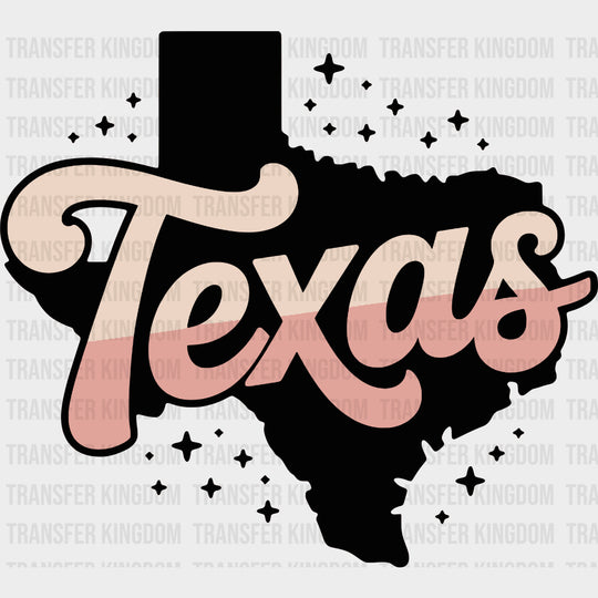Texas Map - States & Cities DTF Transfer Adult Unisex - S & M (10’’) / Dark Color Design (See Imaging)