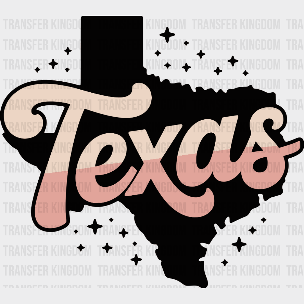 Texas Map - States & Cities DTF Transfer Adult Unisex - S & M (10’’) / Dark Color Design (See Imaging)