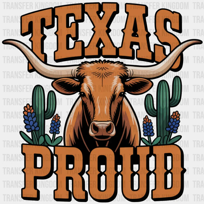 Texas Proud Bull & Cacti - States & Cities DTF Transfer
