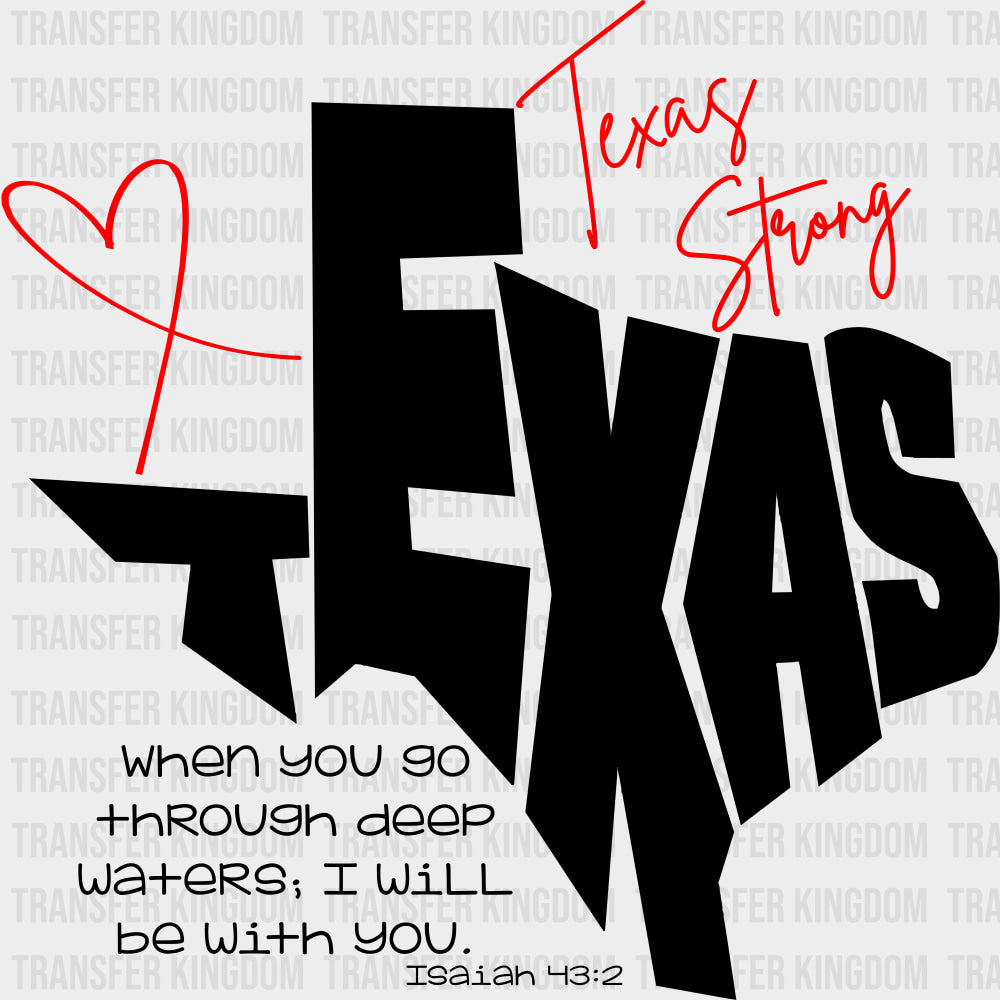 Texas Strong B&W - States & Cities DTF Transfer Adult Unisex - S & M (10’’) / Dark Color Design (See Imaging)