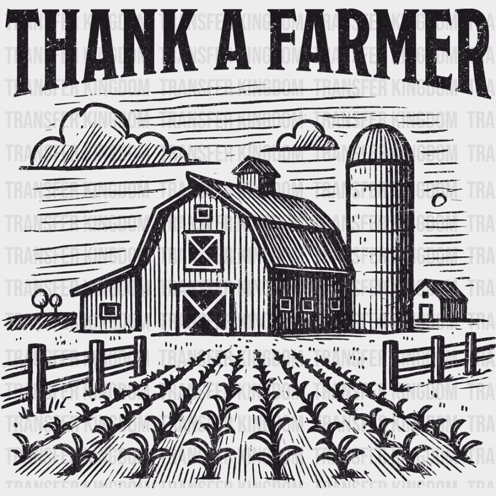 Thank A Farmer Vintage Design - Dtf Transfer Unisex S & M (10’’) / Dark Color See Imaging