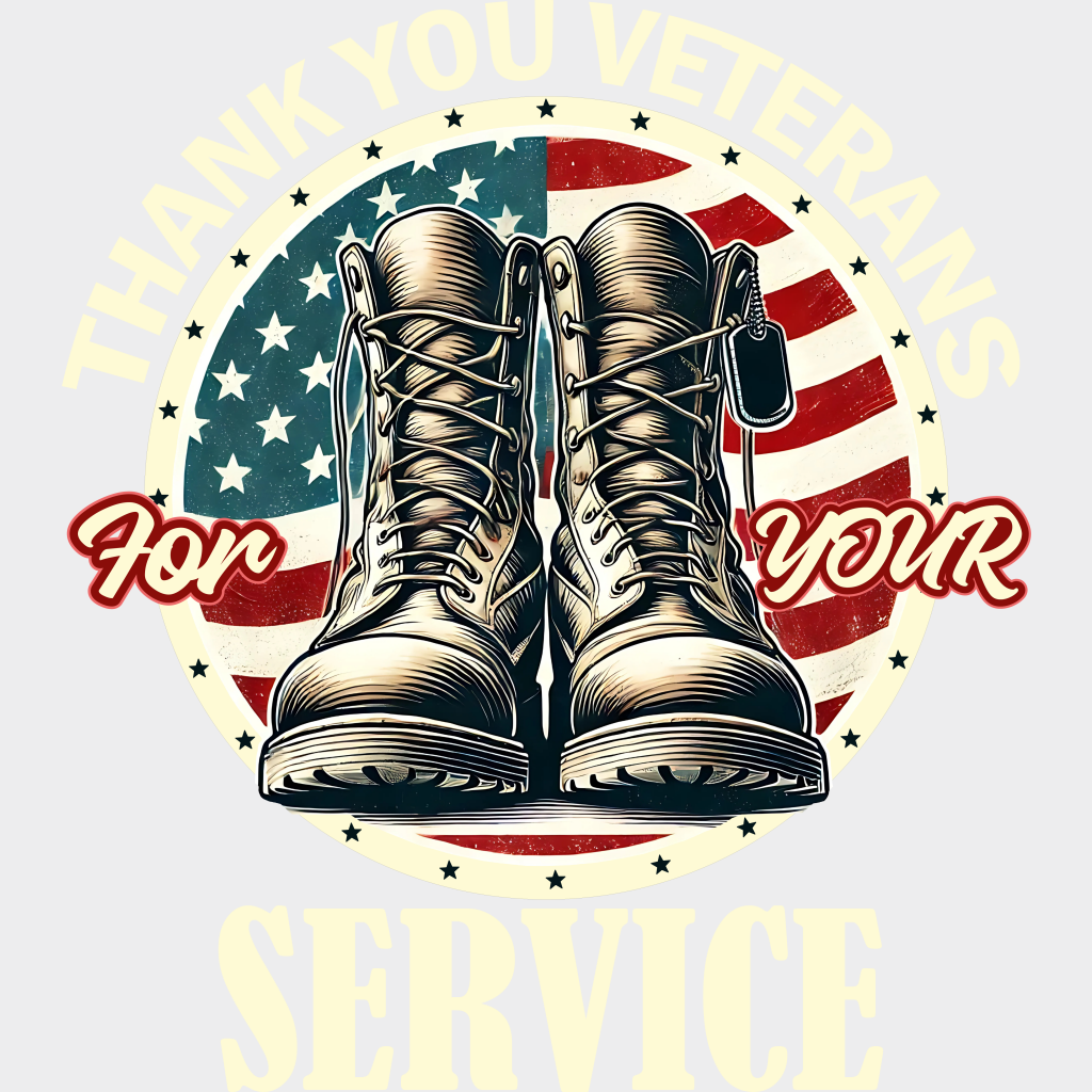 Thank You Veterans For Your Service - Army Dtf Transfer Unisex S & M (10’’) / Light Color