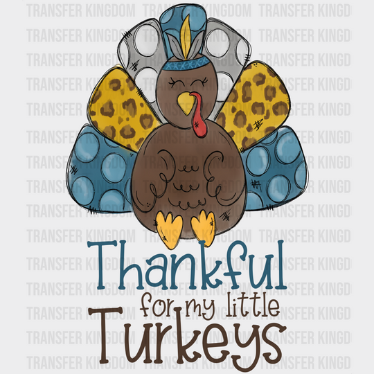 Thankful For My Turkey Cute Design - Thanksgiving Dtf Transfer Unisex S & M (10’’) / Dark Color