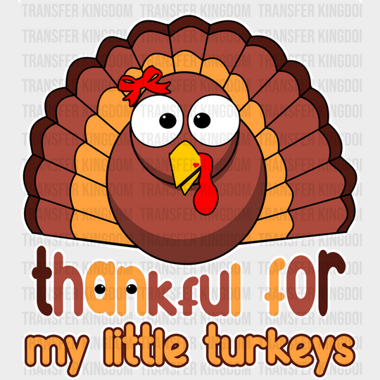 Thankful For My Turkeys Red Ribbon - Thanksgiving Dtf Transfer Unisex S & M (10’’) / Light