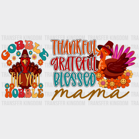 Thankful Grateful Blessed - Fall Cup Wrap Uv Sticker Permanent Dtf Decal