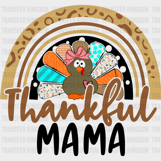 Thankful Mama Rainbow - Thanksgiving Dtf Transfer Unisex S & M (10’’) / Dark Color Design See