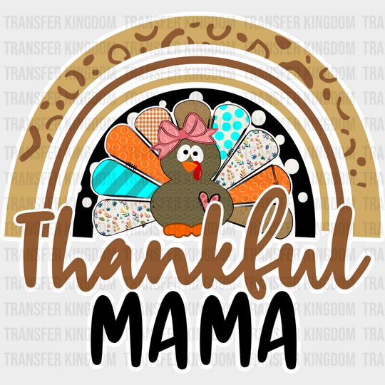 Thankful Mama Rainbow - Thanksgiving Dtf Transfer Unisex S & M (10’’) / Light Color Design See