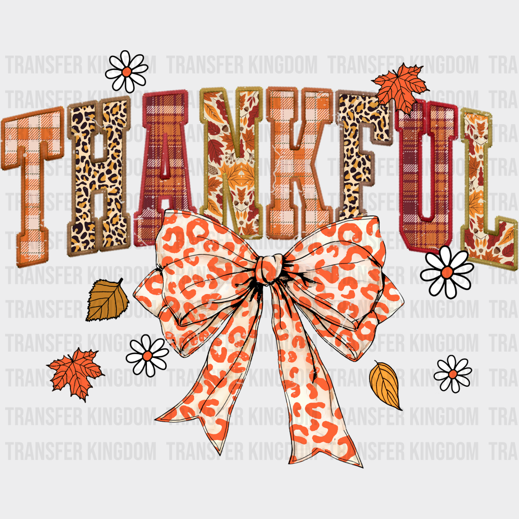 Thankful Orange Ribbon - Thanksgiving Dtf Transfer