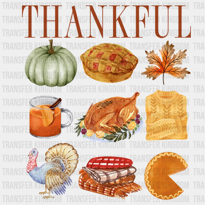 Thankful Thanksgiving Doodles - Thanksgiving DTF heat transfer