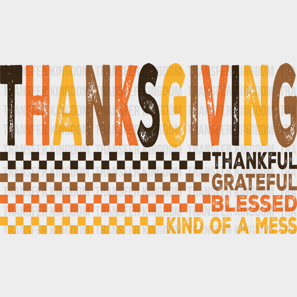 Thanksgiving Checkered - Dtf Transfer Unisex S & M (10’’) / Dark Color Design See Imaging