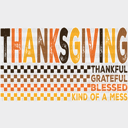 Thanksgiving Checkered - Dtf Transfer Unisex S & M (10’’) / Light Color Design See Imaging