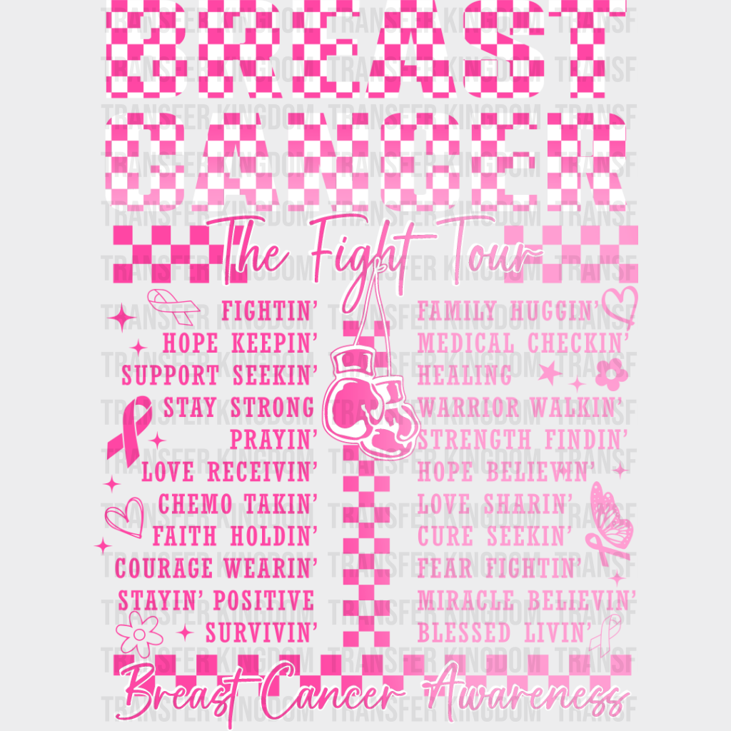 The Fight Tour - Breast Cancer Dtf Transfer Unisex S & M (10’’) / Light Color Design See Imaging