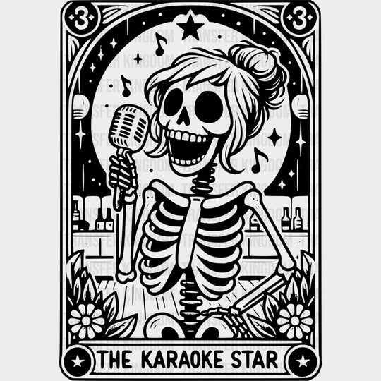 The Karaoke Star Tarot Card - Singing DTF Transfers Adult Unisex - S & M (10’’) / Dark Color Design (See Imaging)