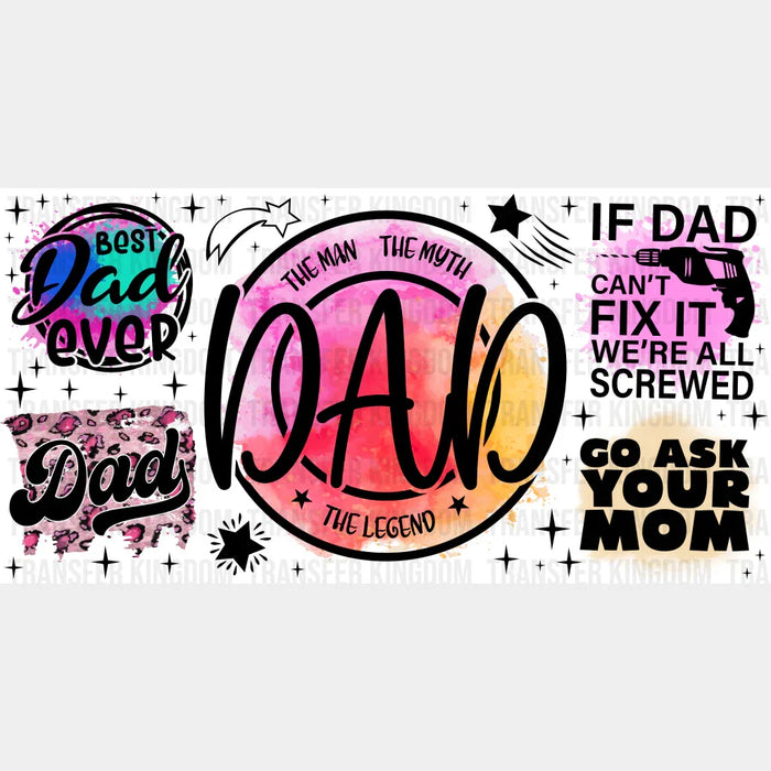The Man The Myth The Legend - Dad Cup Wrap UV Sticker Permanent UV DTF Decal