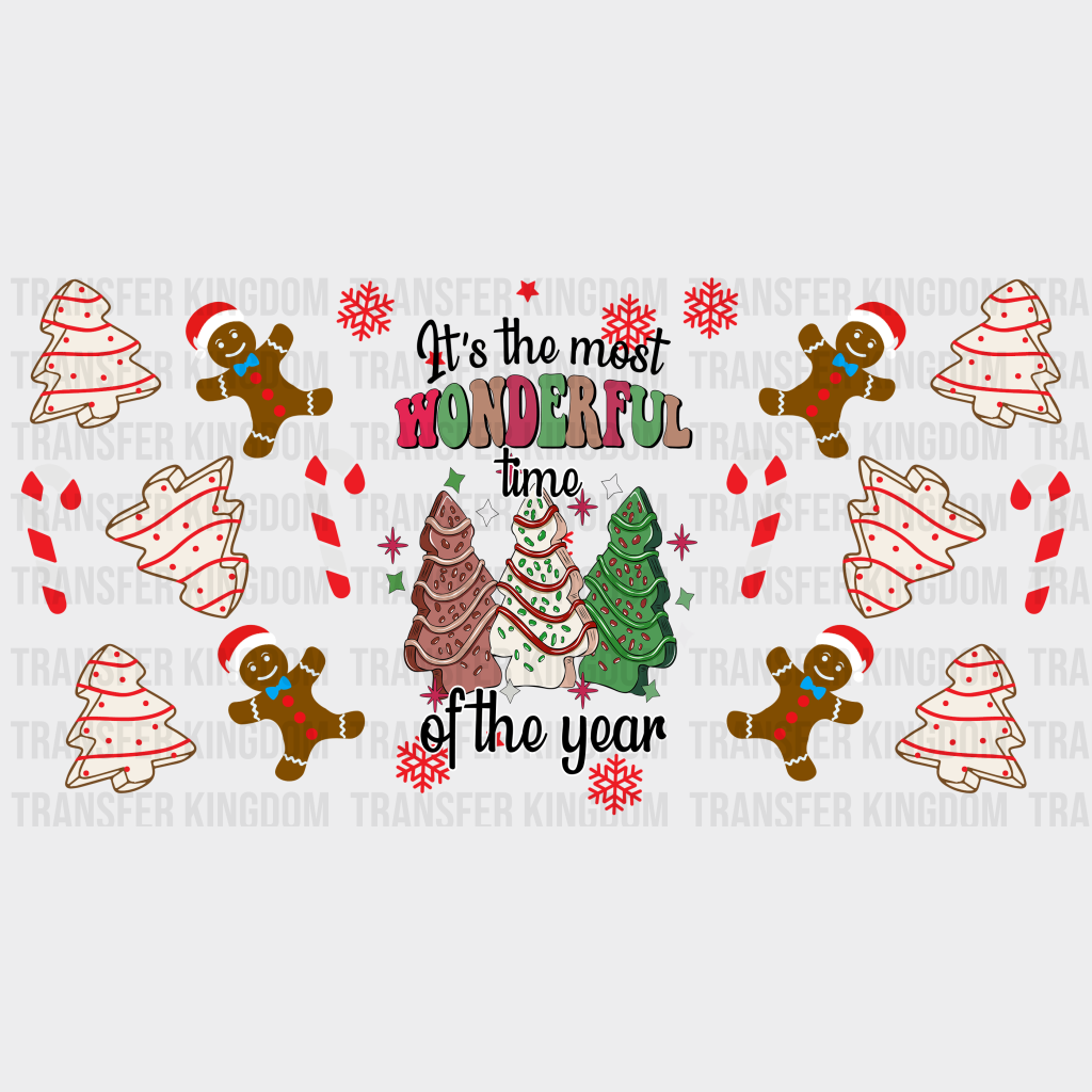 The Most Wonderful Time - Christmas Cup Wrap Uv Sticker Permanent Dtf Decal