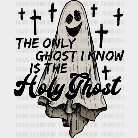 The Only Ghost I Know Is The Holy Ghost Halloween DTF Transfer Adult Unisex S & M (10’’) / Dark Color Design (See