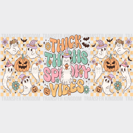 Thick Thighs Checkered Design - Halloween Cup Wrap Uv Sticker Permanent Dtf Decal