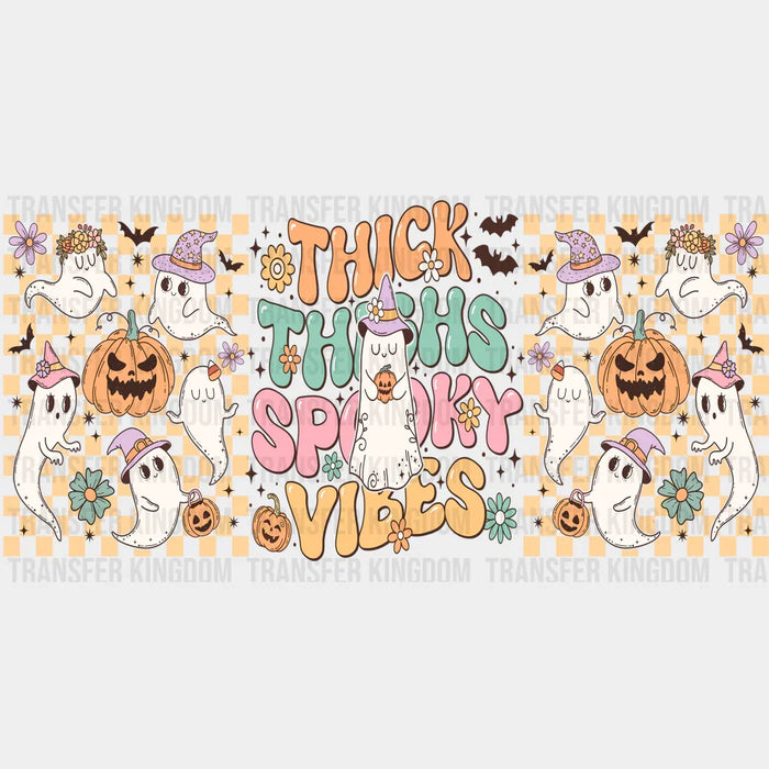 Thick Thighs Checkered Design - Halloween Cup Wrap UV Sticker Permanent UV DTF Decal