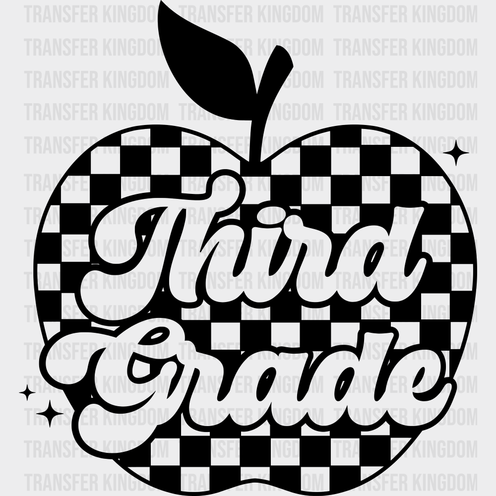 Third Grade B&W - Back To School DTF Transfer Adult Unisex - S & M (10’’) / Dark Color Design (See Imaging)