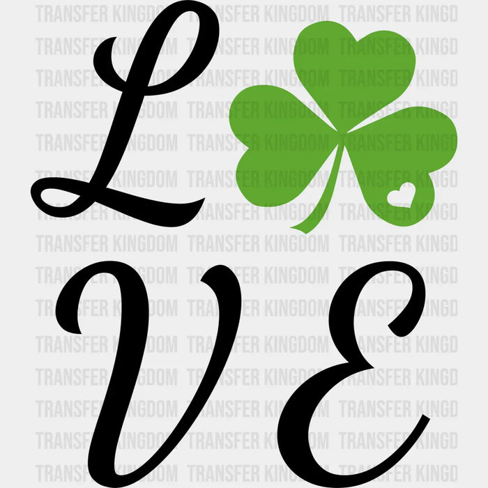 Three Leaf Clover Love Design - St. Patrick's Day DTF heat transfer