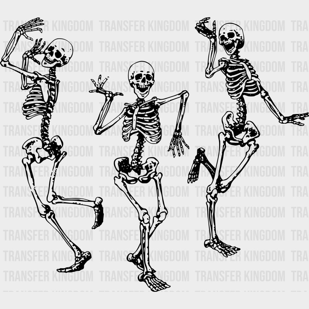 Three Skeletons Dancing - Skeleton DTF Transfers transfer-kingdom Dark Color Design (See Imaging)