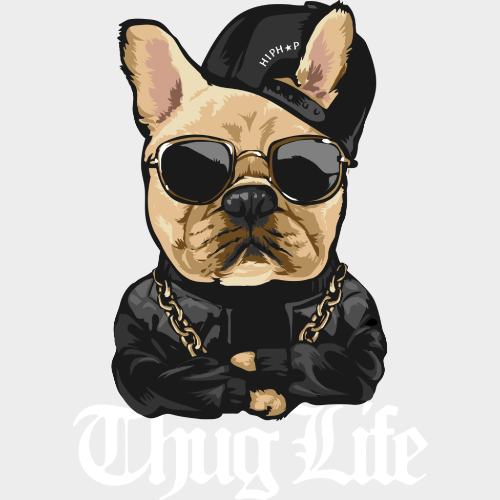 Thug Life - Dogs DTF Transfer Adult Unisex - S & M (10’’) / Light Color Design (See Imaging)