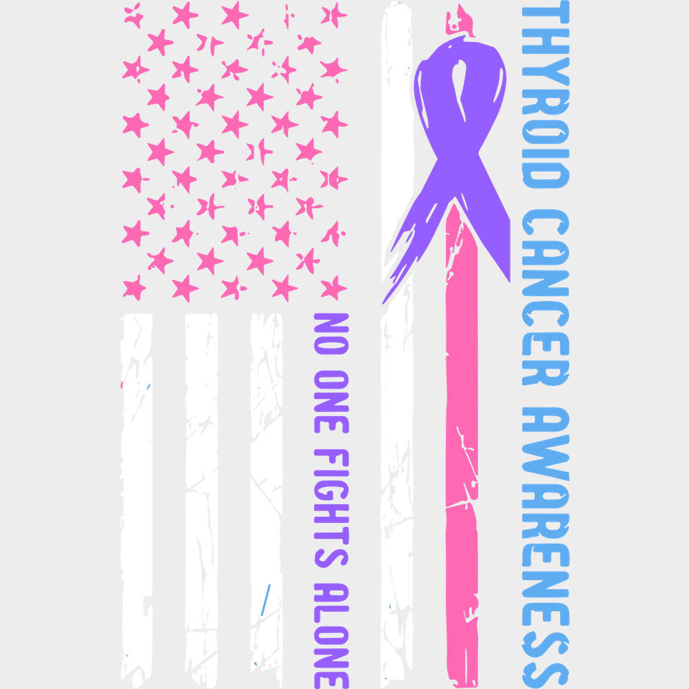 Thyroid Cancer Awareness No One Fights Alone - Thyroid Cancer DTF Transfers - Adult Unisex - S & M (10’’) / Light Color
