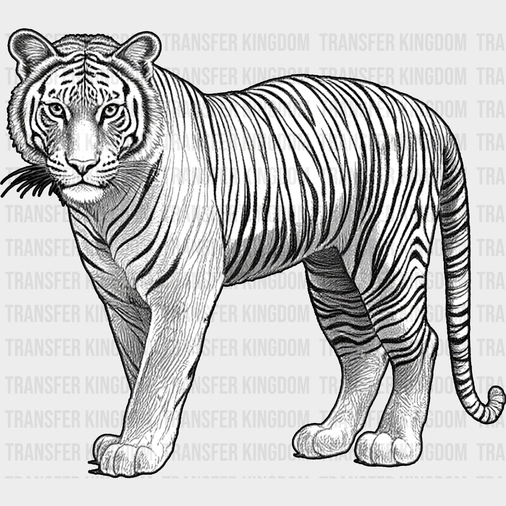 Tiger B&W - Animals DTF Transfers - Adult Unisex - S & M (10’’) / Dark Color Design (See Imaging)