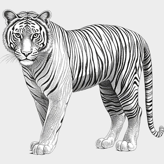 Tiger B&W - Animals DTF Transfers - Adult Unisex - S & M (10’’) / Light Color Design (See Imaging)