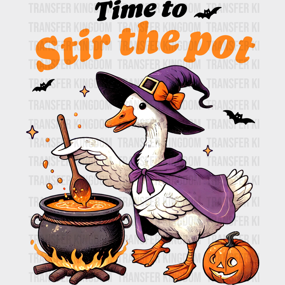 Time To Stir The Pot B&W Halloween DTF Transfer Adult Unisex S & M (10’’) / Dark Color Design (See Imaging)