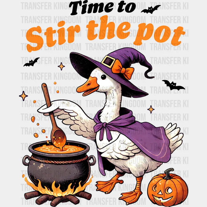 Time To Stir The Pot B&W - Halloween DTF Transfer