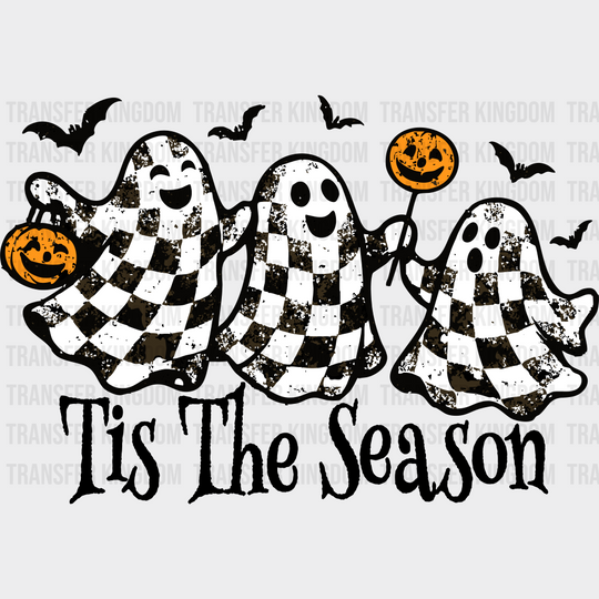 Tis The Season Checkered Ghosts - Halloween DTF Transfer Adult Unisex - S & M (10’’) / Dark Color Design (See Imaging)