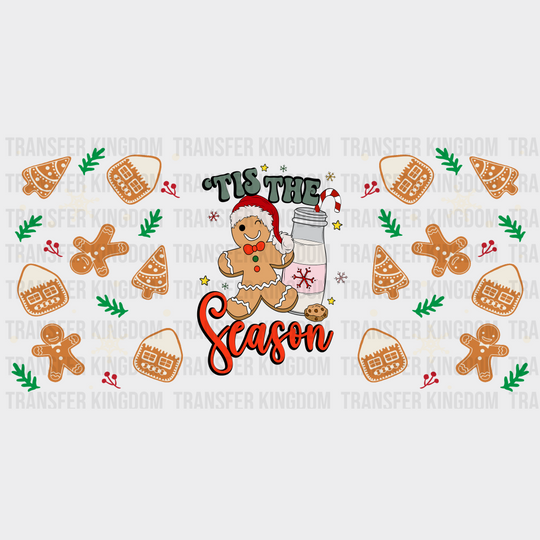 Tis The Season Cookie Design - Christmas Cup Wrap Uv Sticker Permanent Dtf Decal