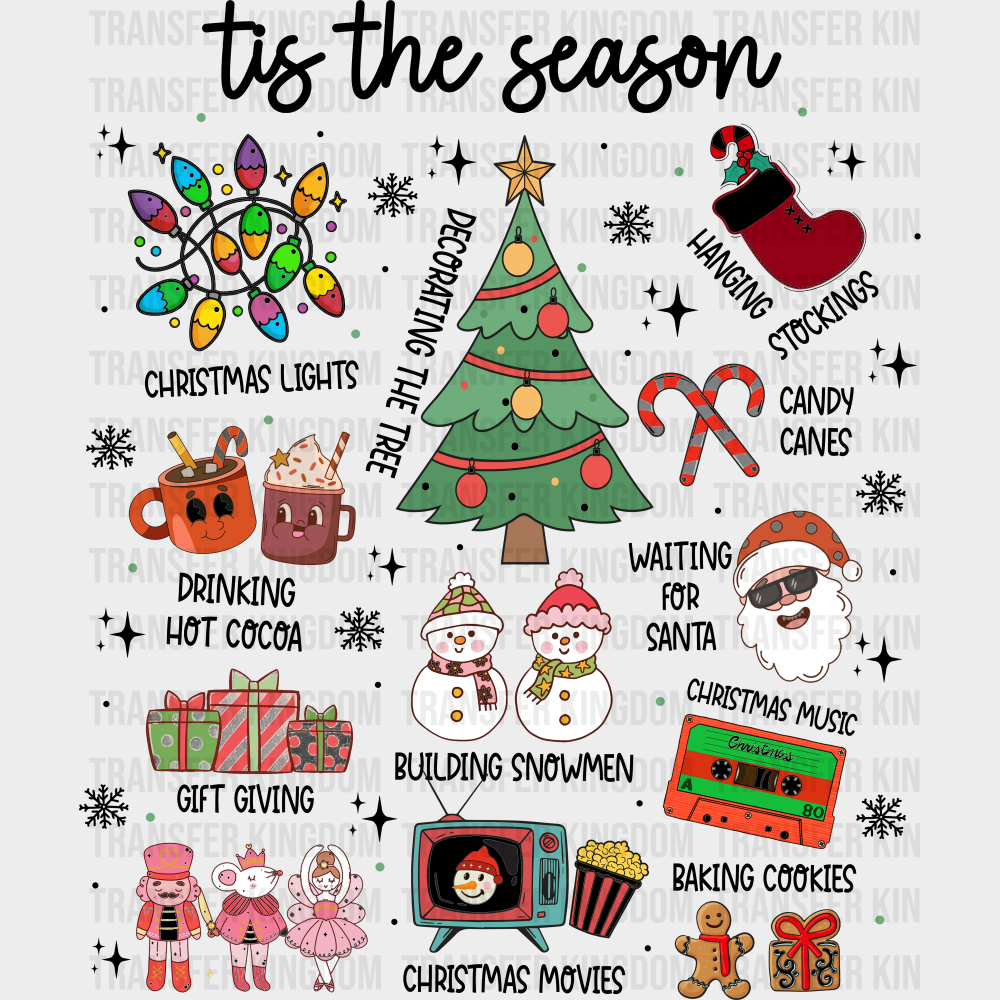 Tis The Season For... - Christmas DTF Transfer Adult Unisex - S & M (10’’) / Dark Color Design (See Imaging)