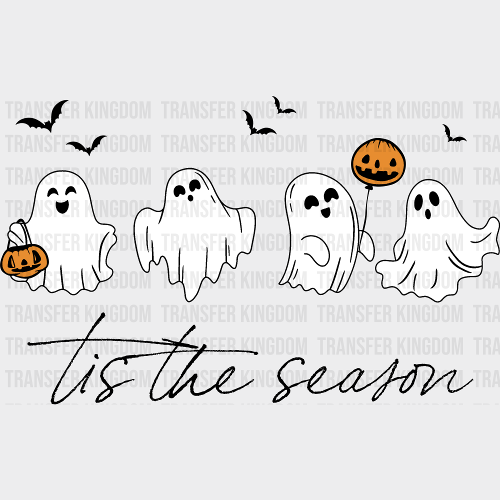 Tis The Season Ghosts - Halloween DTF Transfer Adult Unisex - S & M (10’’) / Dark Color Design (See Imaging)