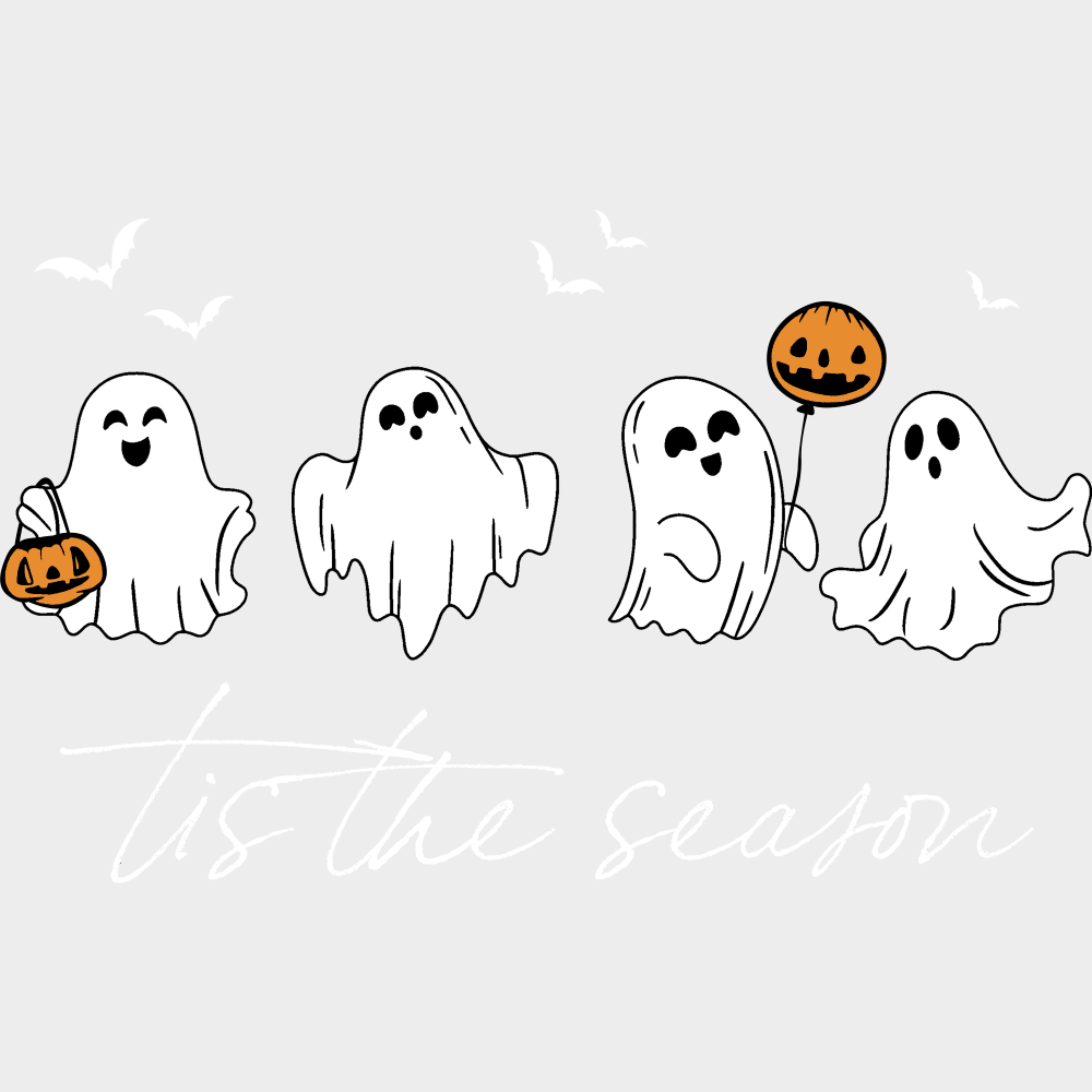 Tis The Season Ghosts - Halloween DTF Transfer Adult Unisex - S & M (10’’) / Light Color Design (See Imaging)