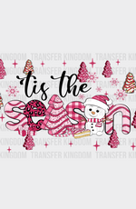 Tis The Season Pink Design - Christmas Cup Wrap Uv Sticker Permanent Dtf Decal