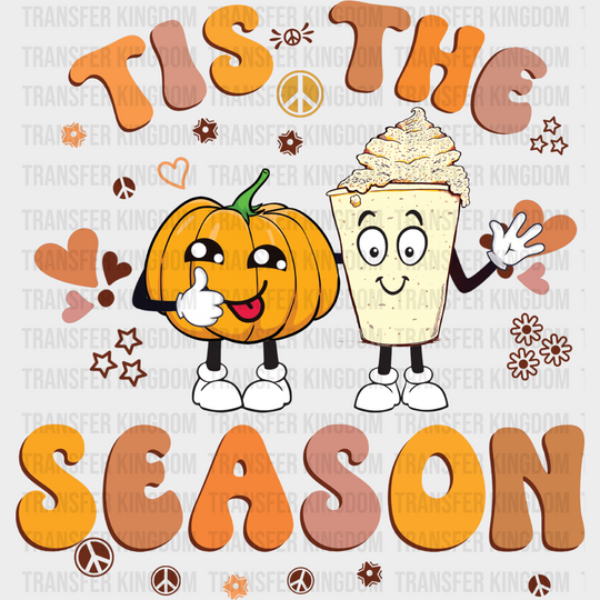 Tis The Season Pumpkin And Drink - Fall Dtf Transfer Unisex S & M (10’’) / Dark Color Design